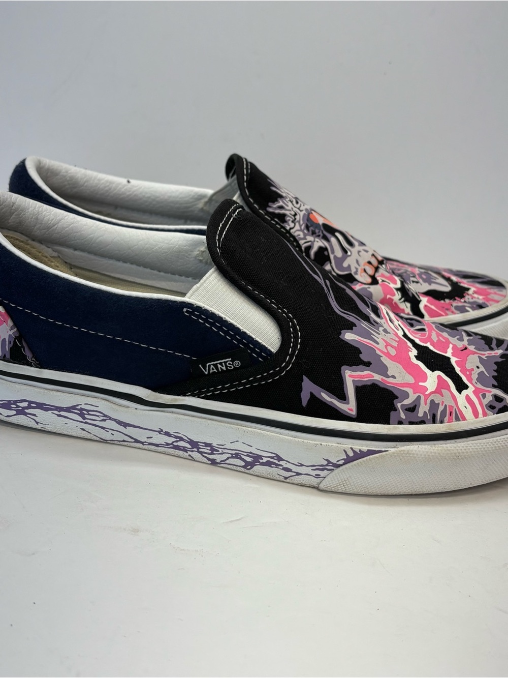 Vans Zap Skull Classic Slip On Glow In Dark Sneakers Shoes Black Men 6/W 7.5 - Picture 6 of 10
